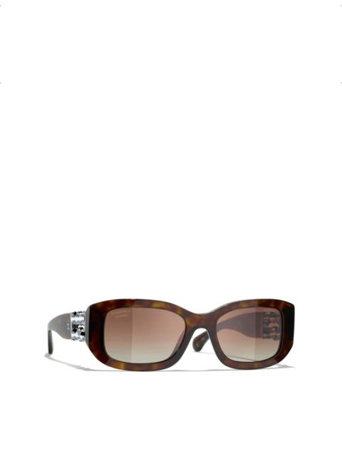 CHANEL CH5542 Polarised Rectangle-Frame Acetate Sunglasses