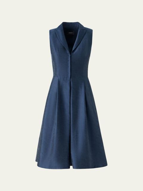 AKRIS Sleeveless Silk Shantung Trench Dress