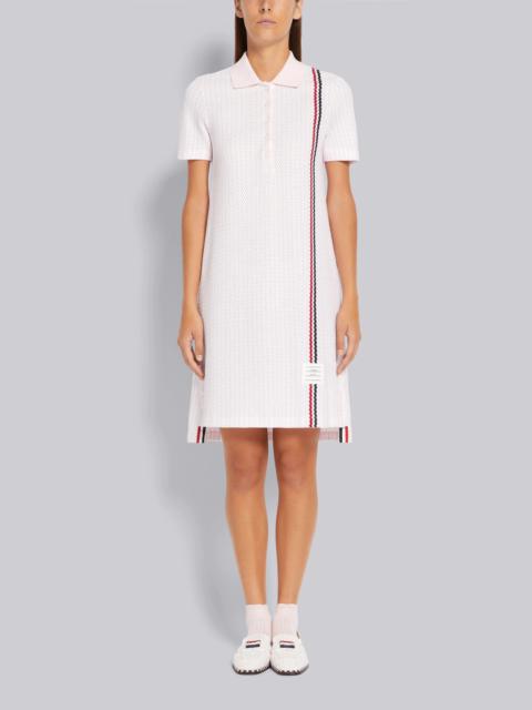 Thom Browne Light Pink University Stripe Cotton Tweed Engineered Stripe Mini Polo Dress