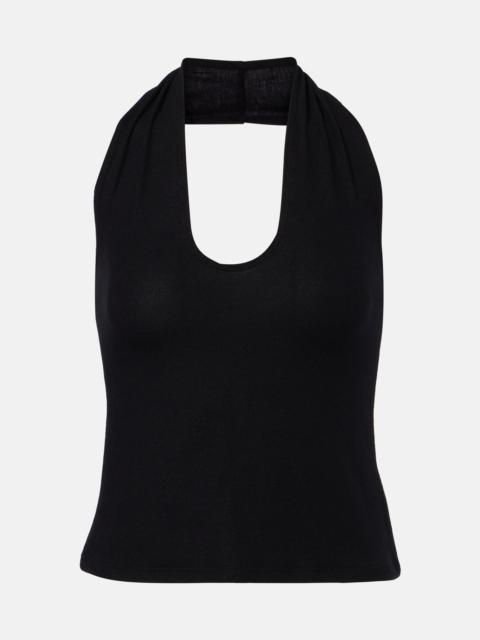 LESET Lauren halterneck jersey top