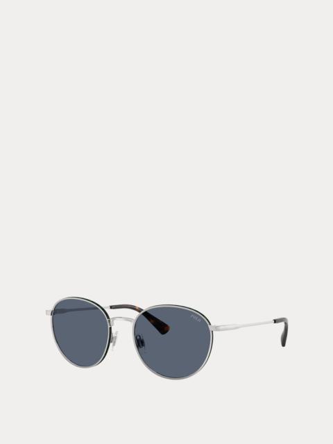 Polo Ralph Lauren Plaid-Accent Round Metal Sunglasses