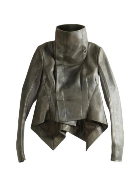 Rick Owens funnel-neck asymmetric leather jacket