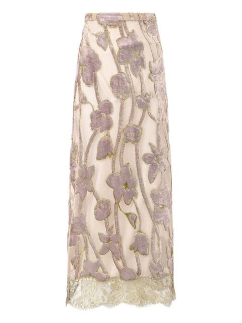 Roberto Cavalli floral-lace midi skirt