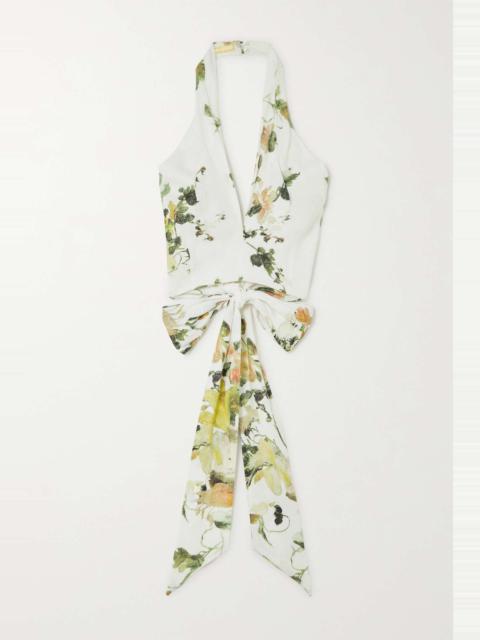 Erdem Luna cropped linen halterneck top