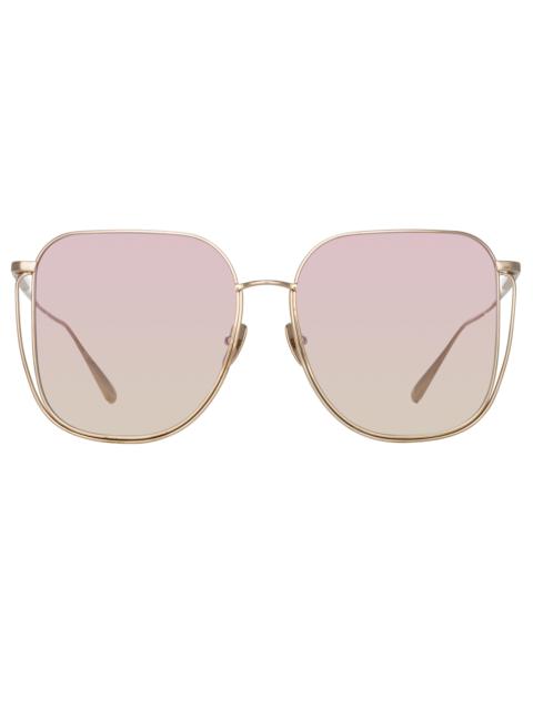 LINDA FARROW CAMRY OVERSIZED SUNGLASSES IN LIGHT GOLD AND LILAC