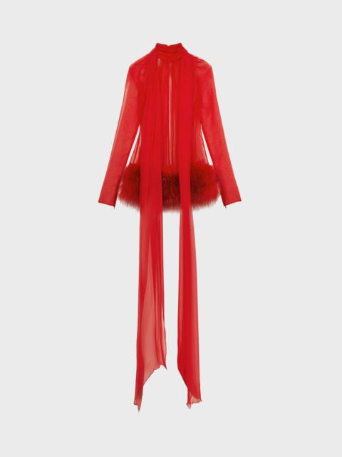 Blumarine SILK GEORGETTE DRESS WITH FUR