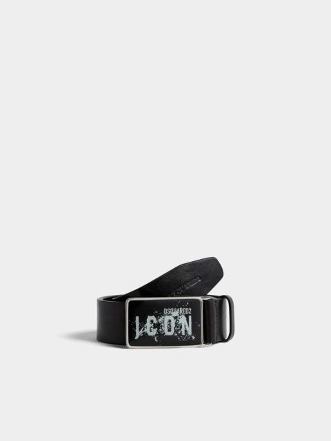 DSQUARED2 ICON SPLASH PLAQUE BELT