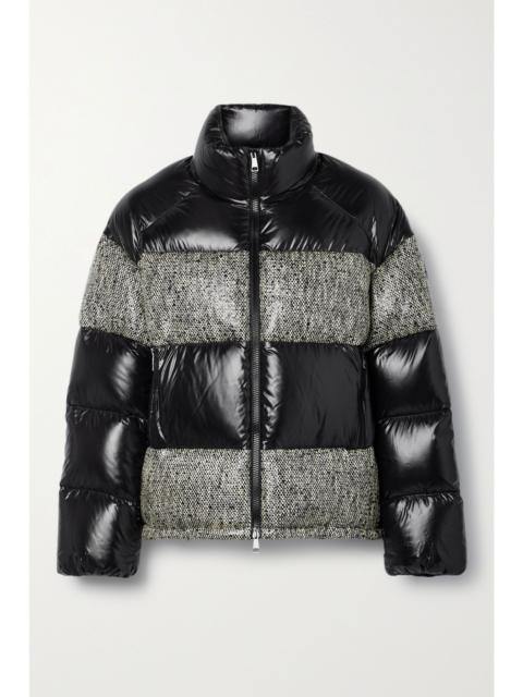 Moncler Erine quilted coated-tweed and shell down jacket Black