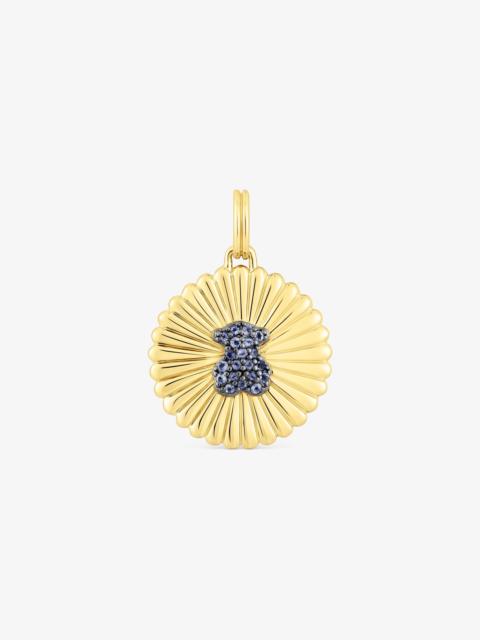 TOUS Silver vermeil Medallion with bear and iolite Iris Motif