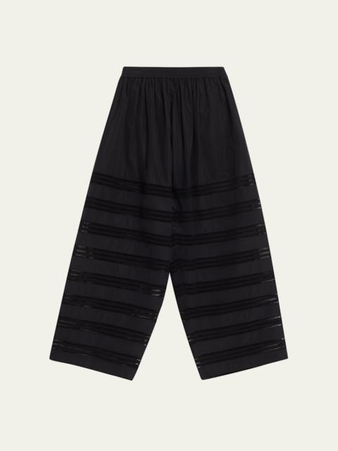 Alaïa Embroidered Cotton Wide-Leg Crop Culotte Pants