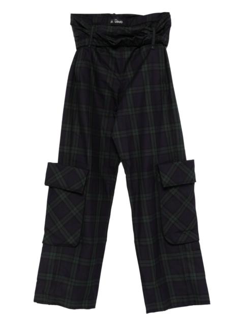 OPEN YY rolled-waist tartan cargo pants