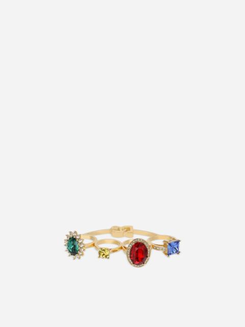 Dolce & Gabbana Knucklebuster ring with colorful rhinestones