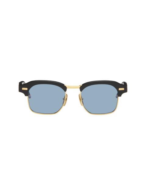 Thom Browne Black Acetate & Titanium Square Sunglasses