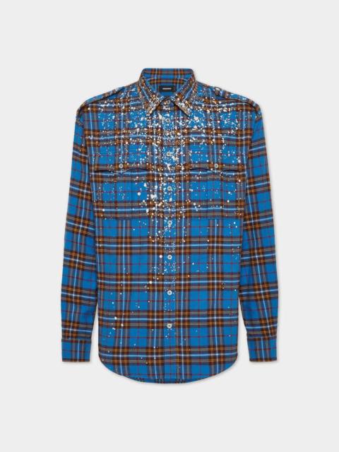 DSQUARED2 SPARKLING CHECK FLANEL MILITAY SHIRT