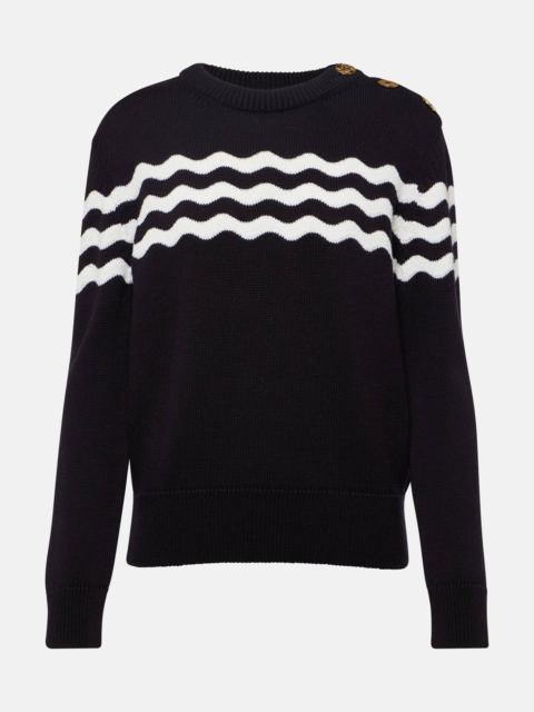 Striped cotton and wool sweater