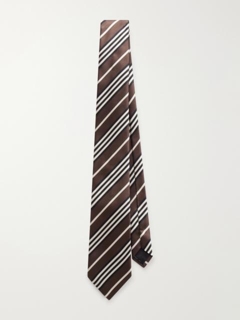 SAINT LAURENT Rayures 7cm Striped Silk Tie