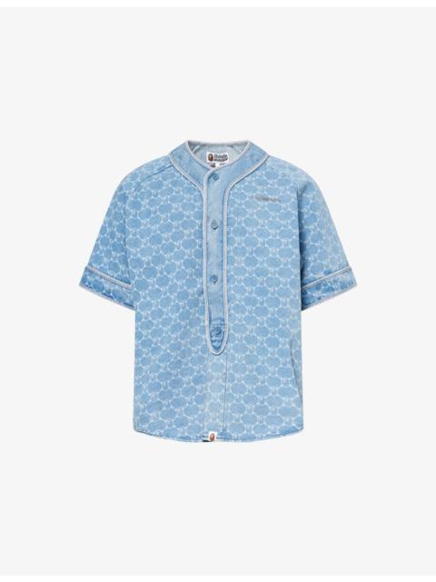A BATHING APE® College Monogram Baseball Short-Sleeve Denim Shirt