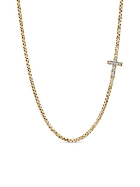 DAVID YURMAN Men's Cross Station Necklace in 18K Yellow Gold - Diamond