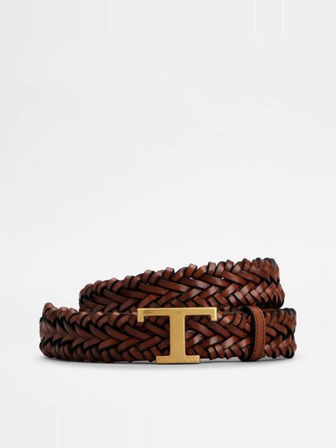 Tod's T TIMELESS BELT IN LEATHER - BROWN