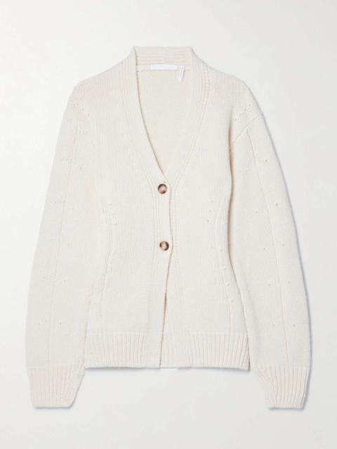Waisted knitted cardigan