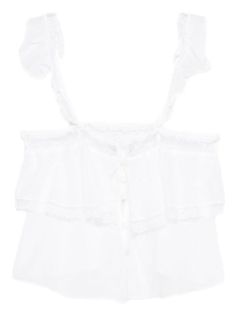 forte_forte ruffle lace trim top