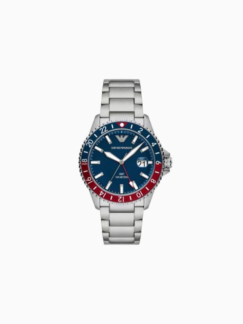 EMPORIO ARMANI GMT Dual Time Stainless Steel Watch