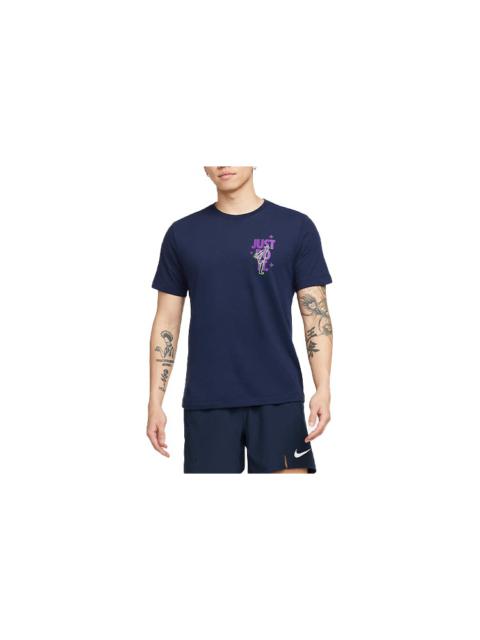 Nike Nike Dri-FIT Alphabet Funny Pattern Printing Sports Training Short Sleeve Black Blue DM5681-498