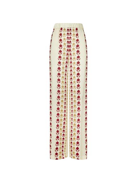 TORY BURCH printed silk trousers