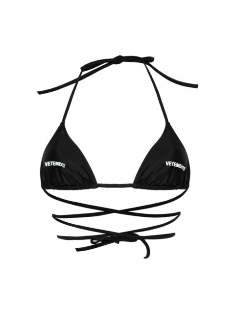 VETEMENTS logo-print triangle-cup bikini top