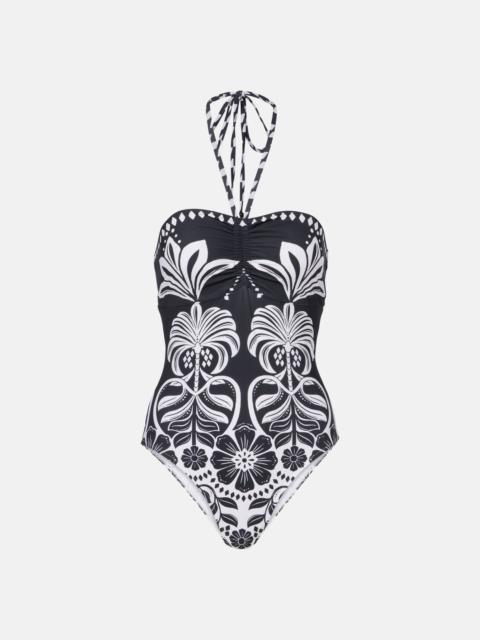 FARM RIO Flowers Leopards halterneck swimsuit