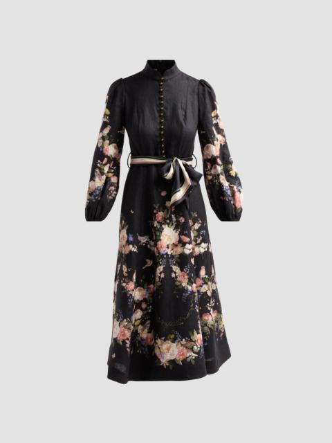 Zimmermann Women's Valiant Button Midi Dress - Black Bouquet