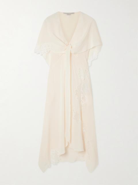 Stella McCartney Layered Lace-trimmed Silk Crepe De Chine Midi Dress