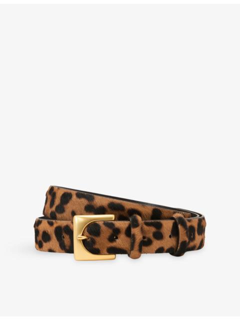 REISS Belinda Leopard-Print Pony-Hair Belt