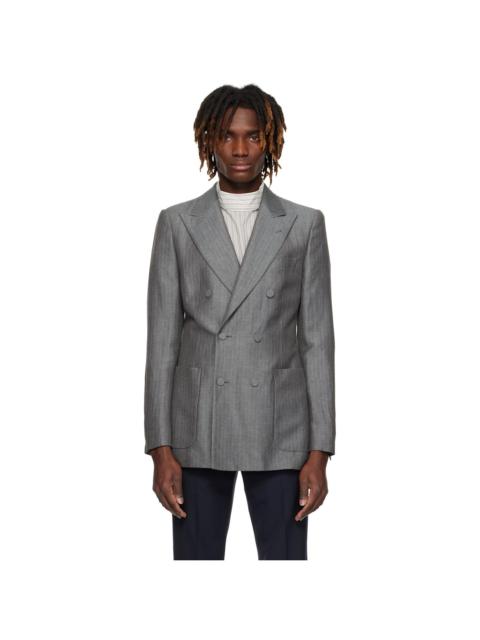 Dries Van Noten Gray Striped Blazer