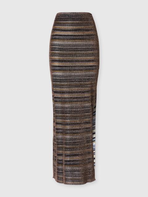 Missoni Striped Viscose Lamé Long Skirt with Slit