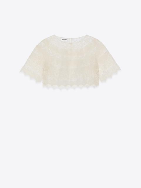 SAINT LAURENT cropped top in embroidered lace