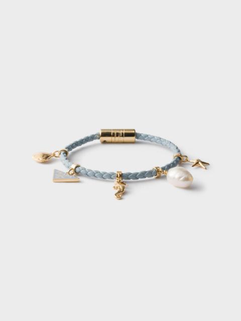 Prada Braided nappa leather charm bracelet