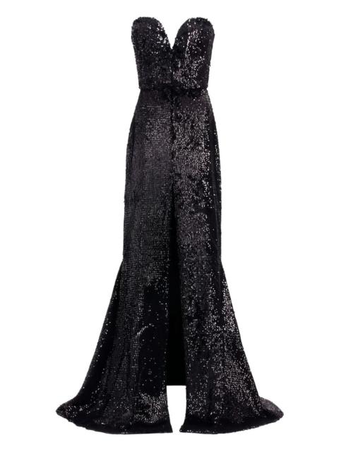 ELIE SAAB sequin-embellished strapless maxi dress
