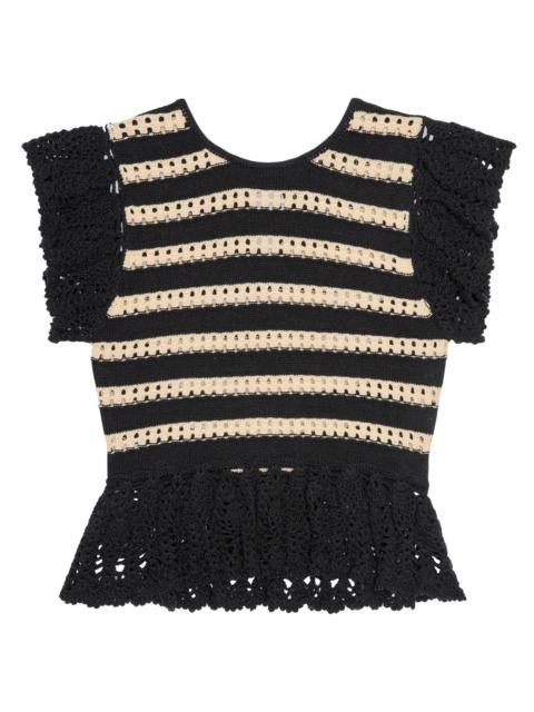 Rails Women's Coen Stripe Flutter-Sleeve Top - Black Oat Stripe