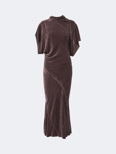 Rick Owens Seb draped velvet midi dress