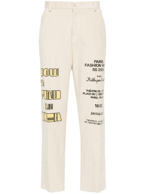 slogan-patch corduroy regular trousers