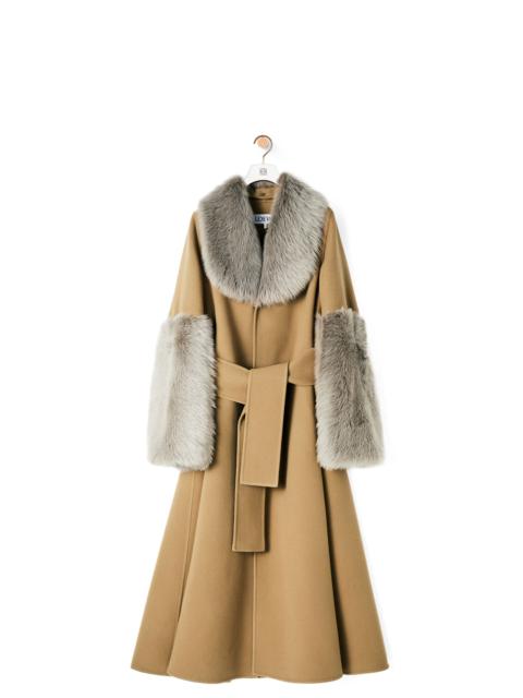Loewe Shearling trim belted coat in wool and cashmere
