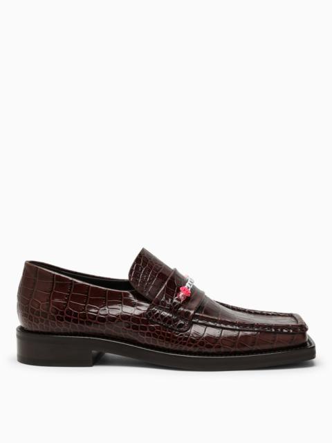 Martine Rose Brown crocodile-effect moccasin with beads