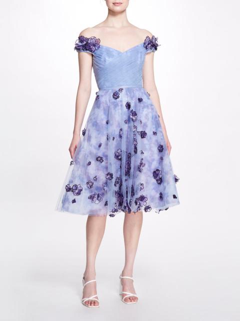 Marchesa FLORAL SWEETHEART COCKTAIL MIDI DRESS