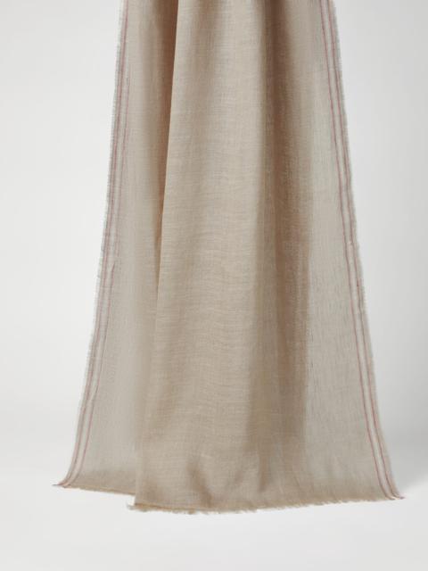 Brunello Cucinelli Linen and silk chevron scarf with selvedge
