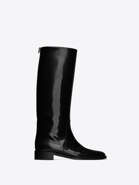 SAINT LAURENT hunt boots in glazed leather