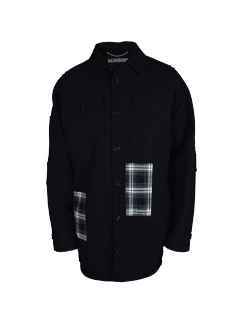 Off-White tartan-insert buttoned coat