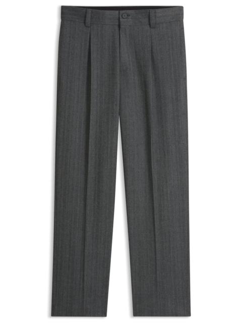 HUGO MODERN-FIT PANTS IN HERRINGBONE FABRIC