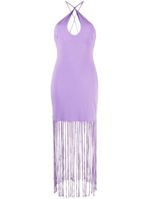 ROTATE fringe-trimmed jersey dress