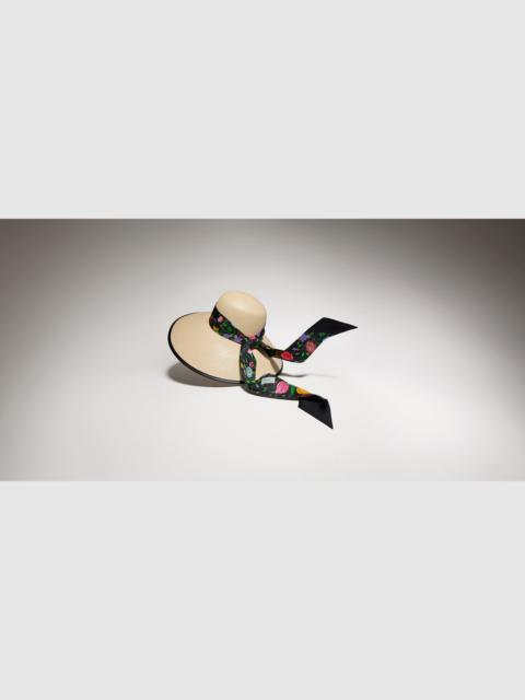 GUCCI Panama twill hat with silk ribbon